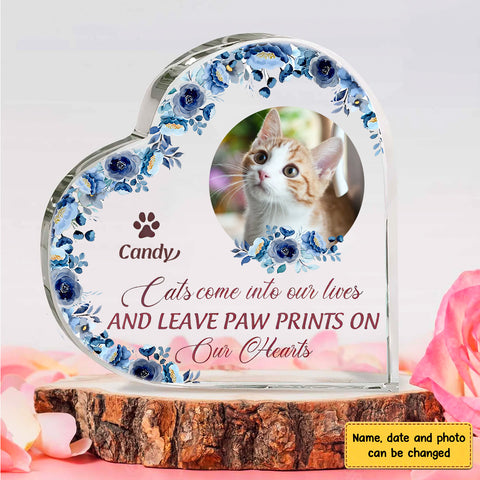 Come Into Our Lives And Leave Paw Print On Our Heart Photo Crystal Heart Acrylic Blocks - Memorial Gifts for Pet Lovers - Pet Loss Gifts