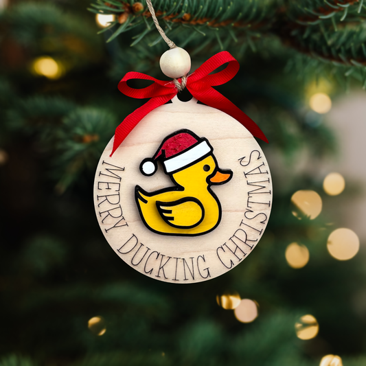 Merry Ducking Christmas Ornament - Funny Christmas Tree Decoration
