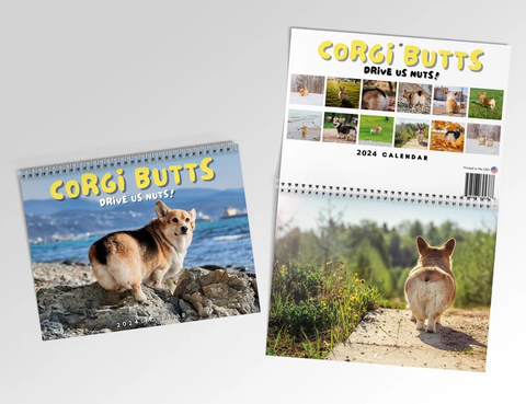 | FREESHIP | Corgi Butts Drive Us Nuts 2024 Calendar - Funny Christmas Holiday Gag Gift Prank Item