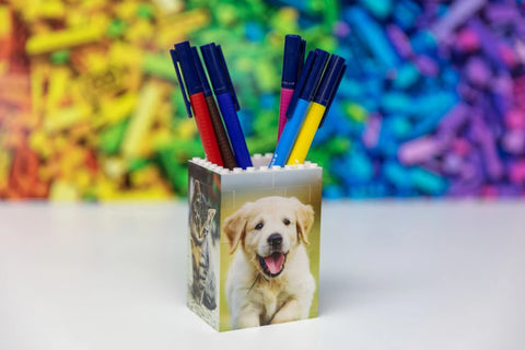 Personalized Photo Building Block Pen Holder Custom Bricks Toy - Pencil Pot - Gifts for Pet Lovers, Cat, Dog