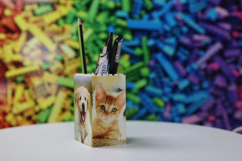 Personalized Photo Building Block Pen Holder Custom Bricks Toy - Pencil Pot - Gifts for Pet Lovers, Cat, Dog