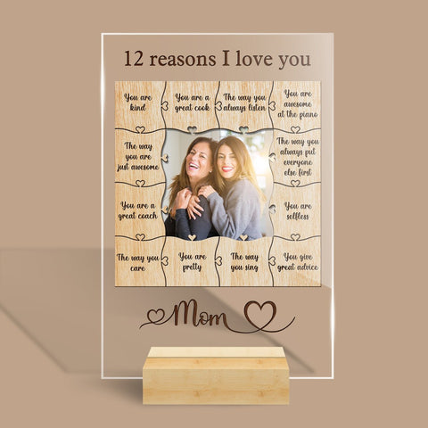12 Reasons I Love You, Mom - Personalized Acrylic Plaque - Best Gift For Mother