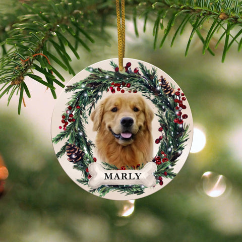Personalized Pet Portrait Ornament - Christmas Pet Photo Ornament