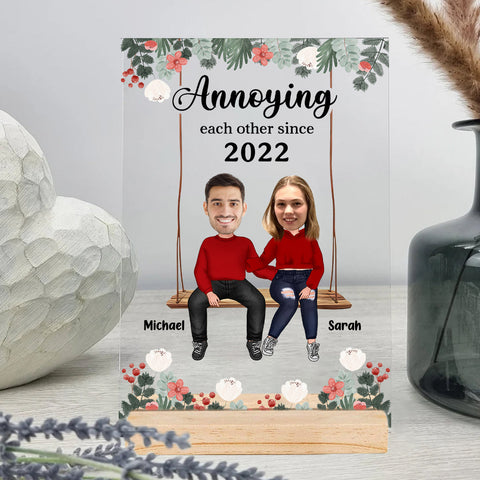 Personalized Annoying Each Other Since Face Photo Flowery Acrylic Plaque