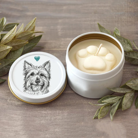 Yorkshire Terrier Paw Print Soy Candle - Dog Lover Gift