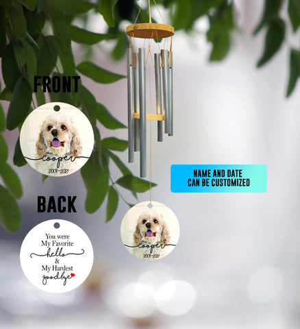 Personalized Dog Memorial Wind Chime with Photo - Pet Loss Gifts