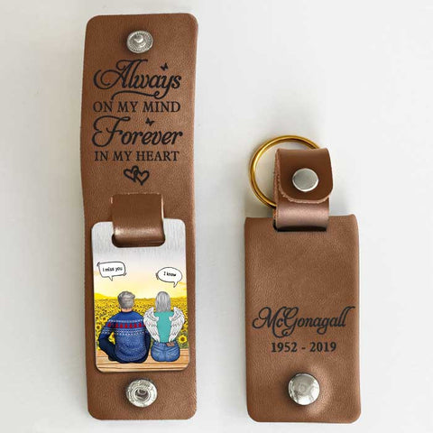 You're Forever In My Heart - Personalized PU Leather Keychain -  Memorial Gift, Sympathy Gift