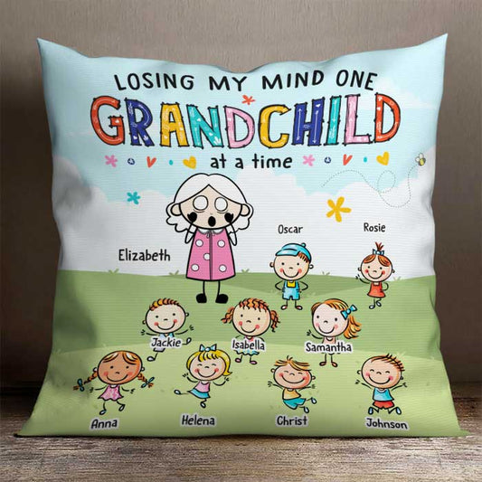 Losing My Mind One Grandchild At A Time - Gift For Grandma, Personalized Pillow (Insert Included)