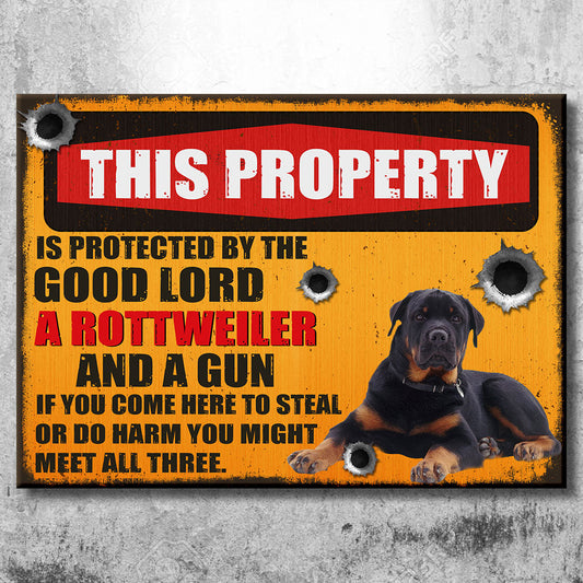 Custom Dog Upload Image, This Property Is Protected - Gift For Dog Lovers, Personalized Metal Sign
