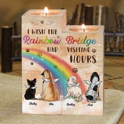 Rainbow Bridge Had Visiting Hours - Personalized Candle Holder - Memorial Gift, Sympathy Gift
