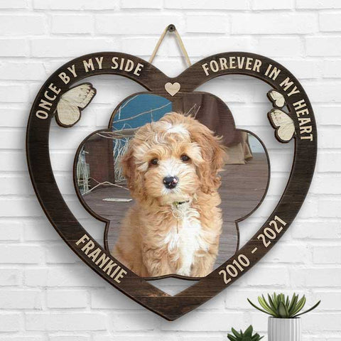 Forever In My Heart, Pet Paw - Upload Image, Personalized Shaped Wood Sign