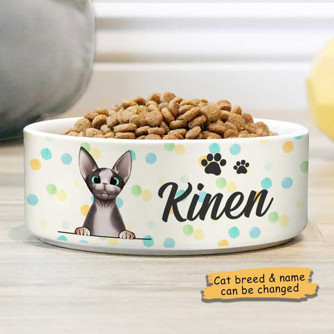 Colorful Dot, Gift For Cat Lovers - Personalized Custom Cat Bowls