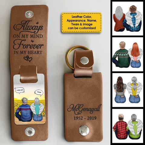 You're Forever In My Heart - Personalized PU Leather Keychain -  Memorial Gift, Sympathy Gift