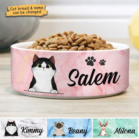 Pink White Green Blue, Gift For Cat Lovers - Personalized Custom Cat Bowls