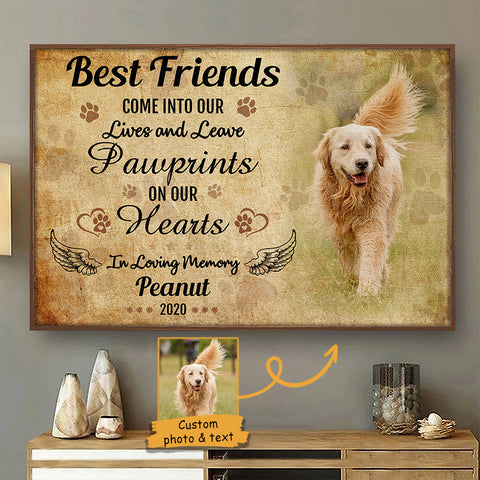 Pawprints On Our Hearts - Gift For Dog Lovers - Personalized Horizontal Poster