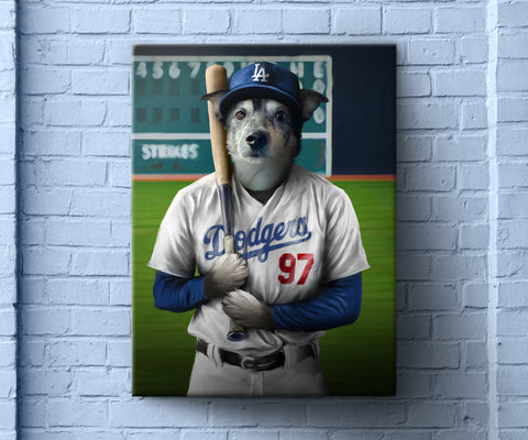 Los Angeles Baseball Pet Portrait, Baseball Fan Gift Art