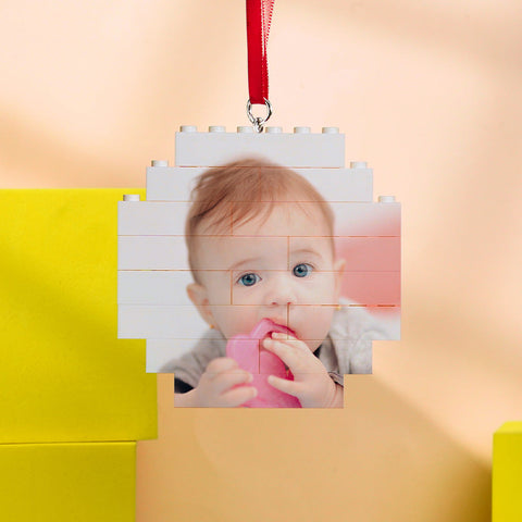 Custom Building Block Puzzle Personalized Photo Brick Octagon Shape Christmas Ornament for Lover