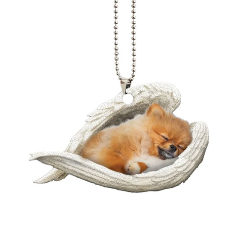 Pomeranian Sleeping Angel Wing - Memorial Dog Lover Rear View Mirror Car Accessories