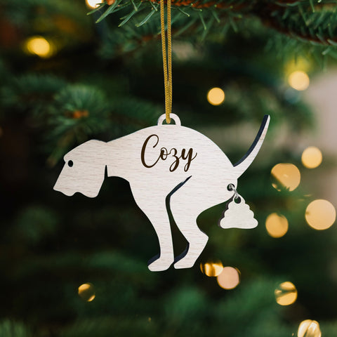 Dog Pooping Pooches Merry Christmas 2023 Ornament