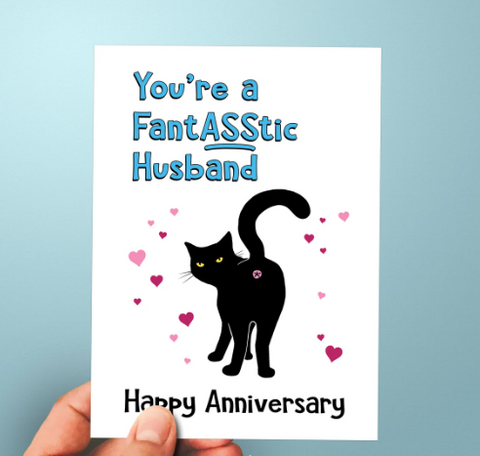 Cat Anniversary Card  for Wife - First Anniversary Card