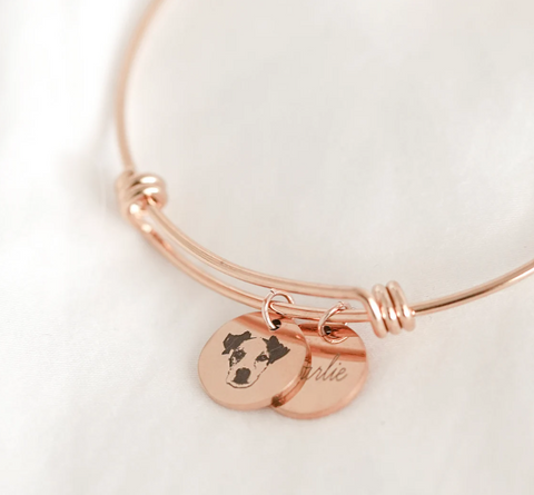 Custom Pet Portrait Bangle Bracelet - Personalized Gifts Pet Memorial Gift