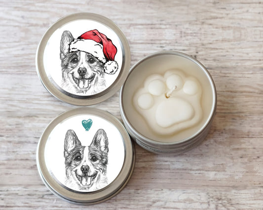 Corgi Paw Print Soy Candle - Dog Lover Christmas Gift