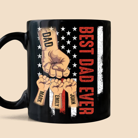 Best Dad Ever Fist Bumps (US) - Personalized Black Mug - Best Gift For Father