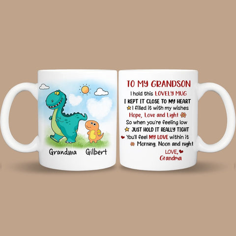 Dinosaur Grandma & Grandchild Love - Personalized Mug - Best Gift For Family
