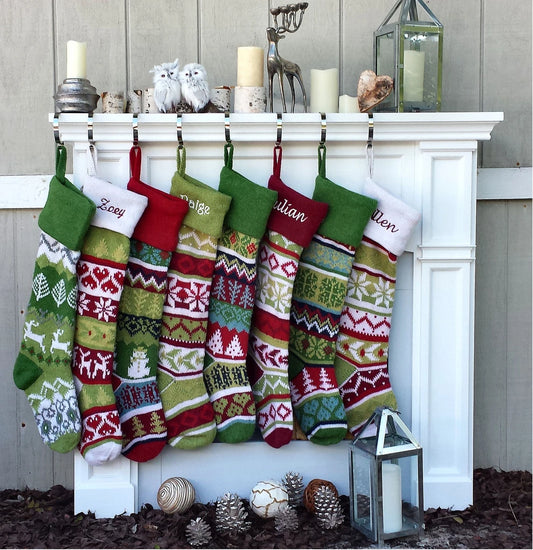 Personalized Knitted Christmas Stockings - Christmas Decor