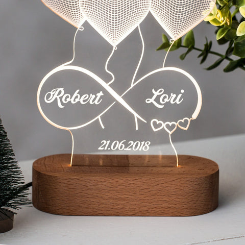 Personalized 3D Printed Lamp Gift for Her - Custom Acrylic Lamp