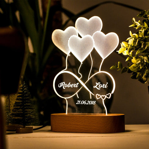 Personalized 3D Printed Lamp Gift for Her - Custom Acrylic Lamp
