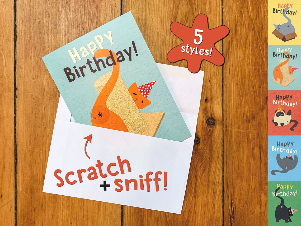 Cat Butt Scratch & Sniff Birthday Card - Funny Greeting Card
