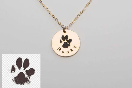 Personalized Paw Print Necklace - Custom Dog Cat Nose Paw Print Jewelry