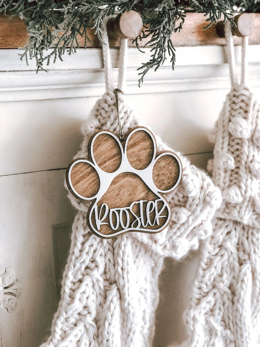 Personalized Christmas Decor Stocking Tags - PAW PRINT Tags