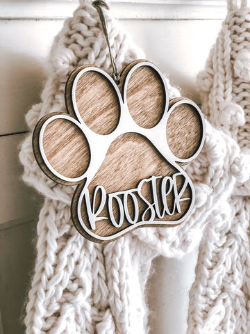 Personalized Christmas Decor Stocking Tags - PAW PRINT Tags