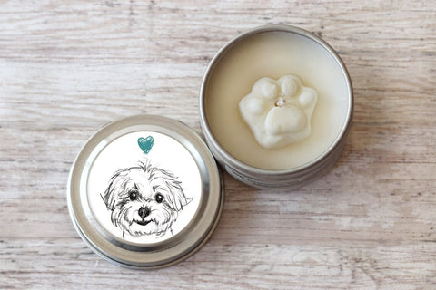Maltese Paw Print Soy Candle - Maltese Dog Candle