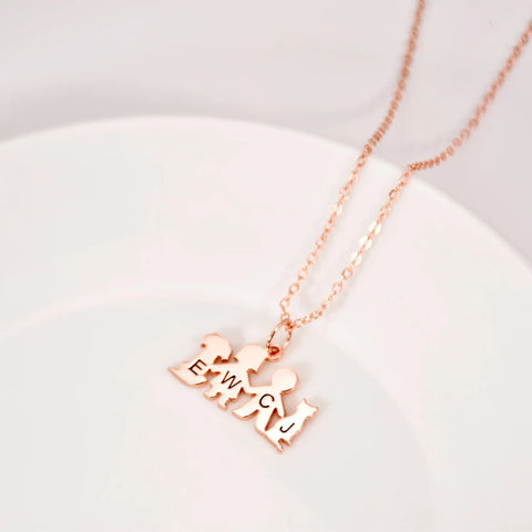 Custom Dog and Cat Necklace - Engraved Initial Necklace For Mum