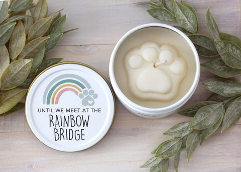 Personalized Rainbow Bridge Dog Memorial Candle - Pet Loss Gifts