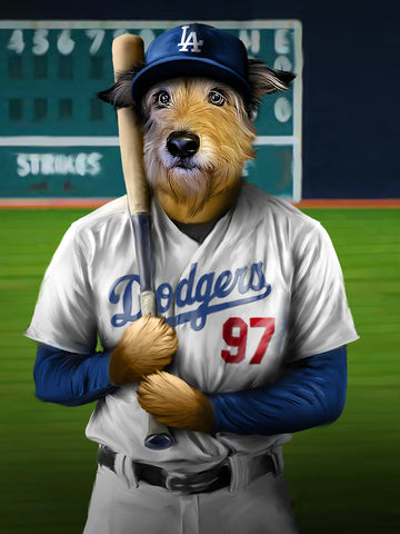 Los Angeles Baseball Pet Portrait, Baseball Fan Gift Art