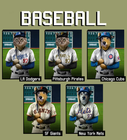 New York Baseball Pet Portrait - Funny Pet Lover Gift