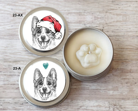Corgi Paw Print Soy Candle - Dog Lover Christmas Gift