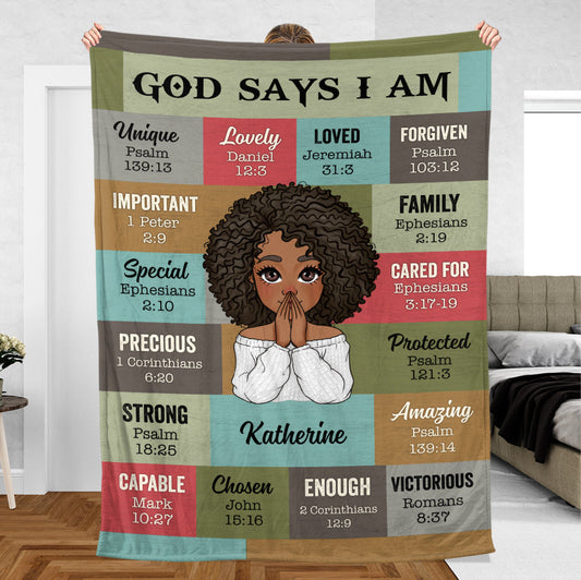 God Says I Am Vintage - Personalized Blanket - Meaningful Gift For Birthday