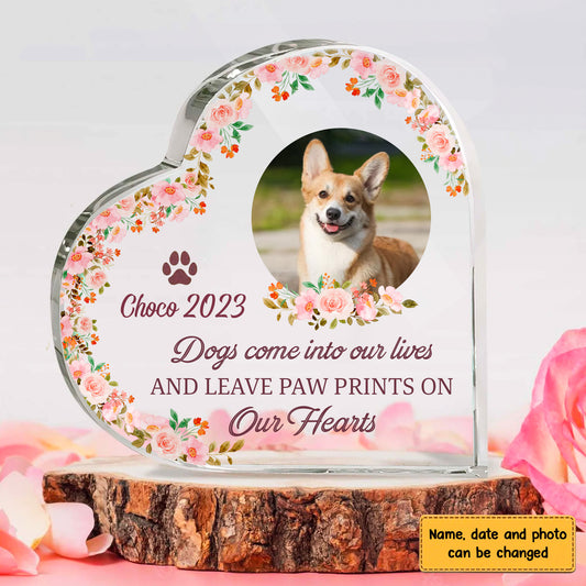 Come Into Our Lives And Leave Paw Print On Our Heart Photo Crystal Heart Acrylic Blocks - Memorial Gifts for Pet Lovers - Pet Loss Gifts