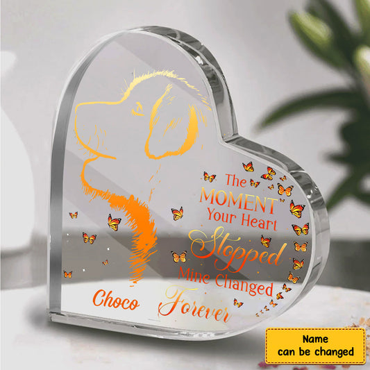 The Moment Your Heart Stopped Mine Changed Forever Photo Crystal Heart Acrylic Blocks - Memorial Gifts for Pet Lovers - Pet Loss Gifts