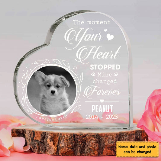 The Moment Your Heart Stopped Photo Crystal Heart Acrylic Blocks - Memorial Gifts for Pet Lovers - Pet Loss Gifts
