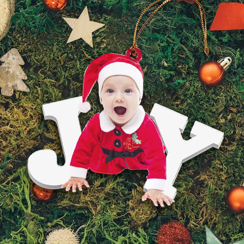 Custom photo Ornament - Personalized Custom Photo Mica Ornament - Christmas Gift For Kid, Family Members| Joy
