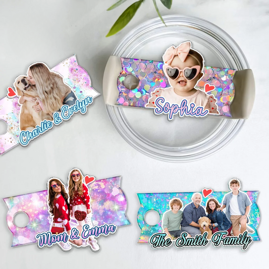 Custom Photo Personalized Tumbler Name Plate, Stanley Name Tag Tumbler Plate Topper Acrylic Name Plate Quencher Name Tag Tumbler Lid Style 1