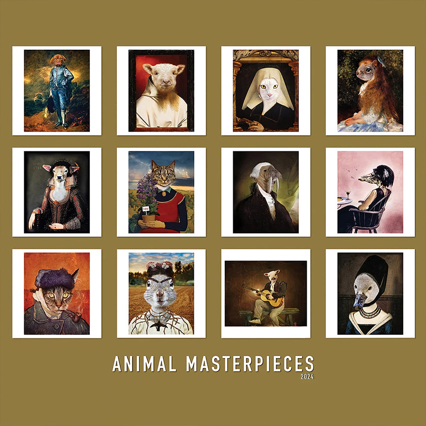 | FREESHIP | Animal Masterpieces 2024 Wall Calendar