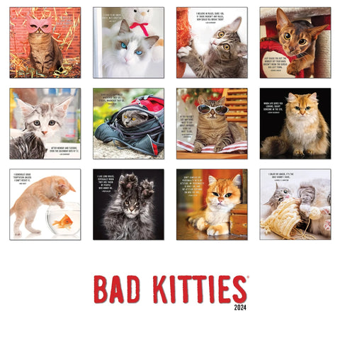 | FREESHIP | Bad Kitties 2024 Wall Calendar