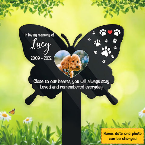 Loved And Remembered Everyday Garden Stake - Personalized Custom Acrylic Garden Stake for Loss of Dogs and Cats